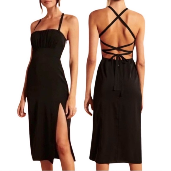 Abercrombie & Fitch Dresses & Skirts - NWT Abercrombie & Fitch‎ Criss Cross Back Midi Dress in Black Size Large